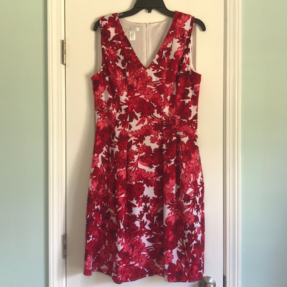 London Times Red Floral Dress Size 14